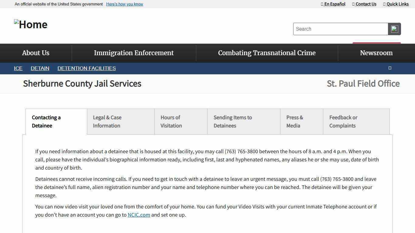 Sherburne County Jail Services | ICE